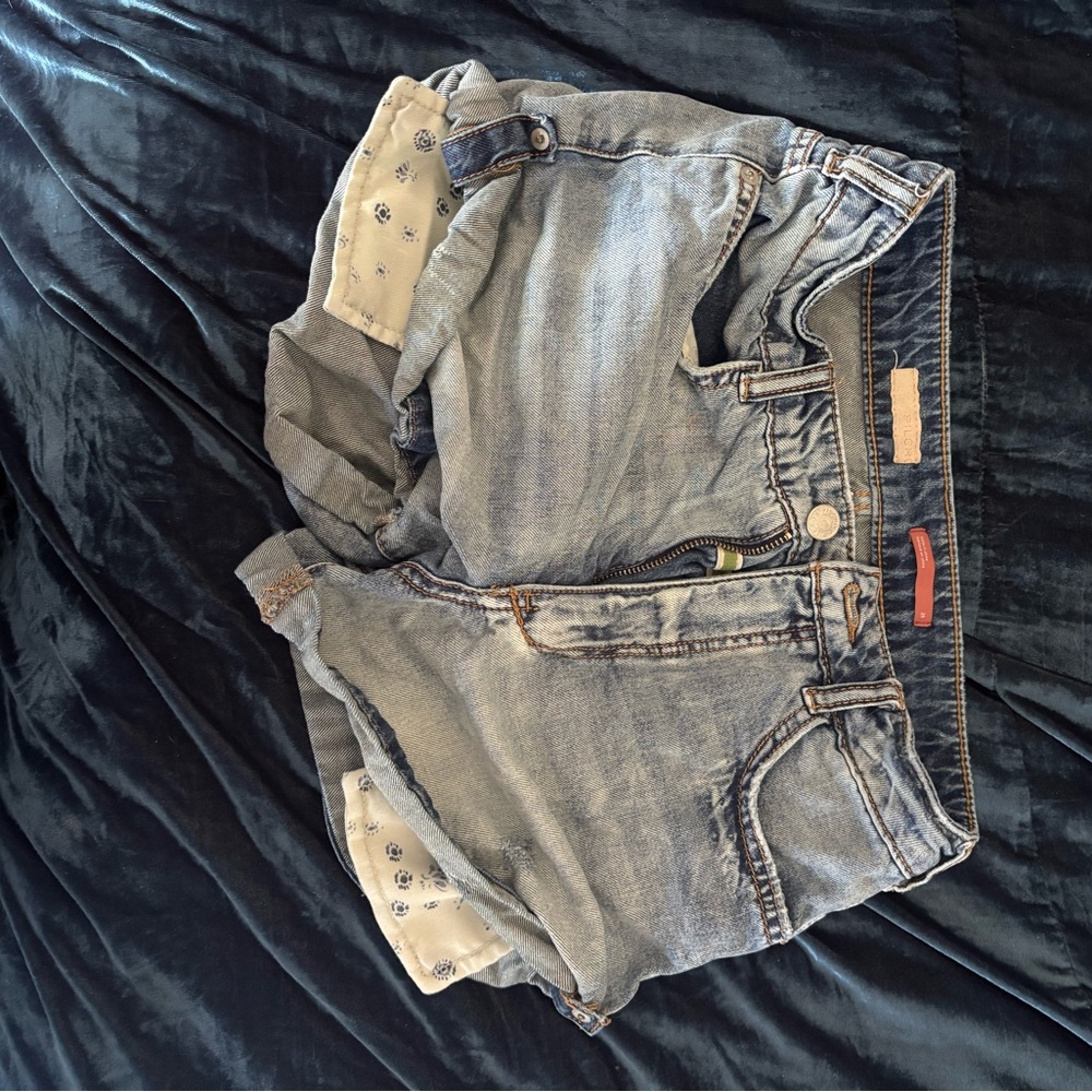 Pilcro anthropology Blue Denim Shorts with Patterned Waistband